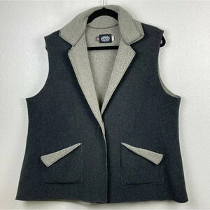 Cameleon Vest Men's Sz L Vintage Fleece Narrow One Button-Front Pocket Dark Gray